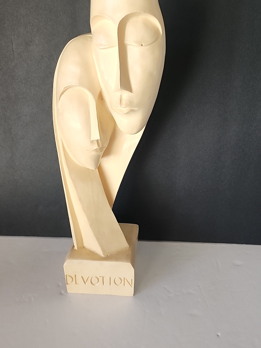 DEVOTION Neutral Colored Abstract Sleepy Lovers Couple Sculpture - Home Art